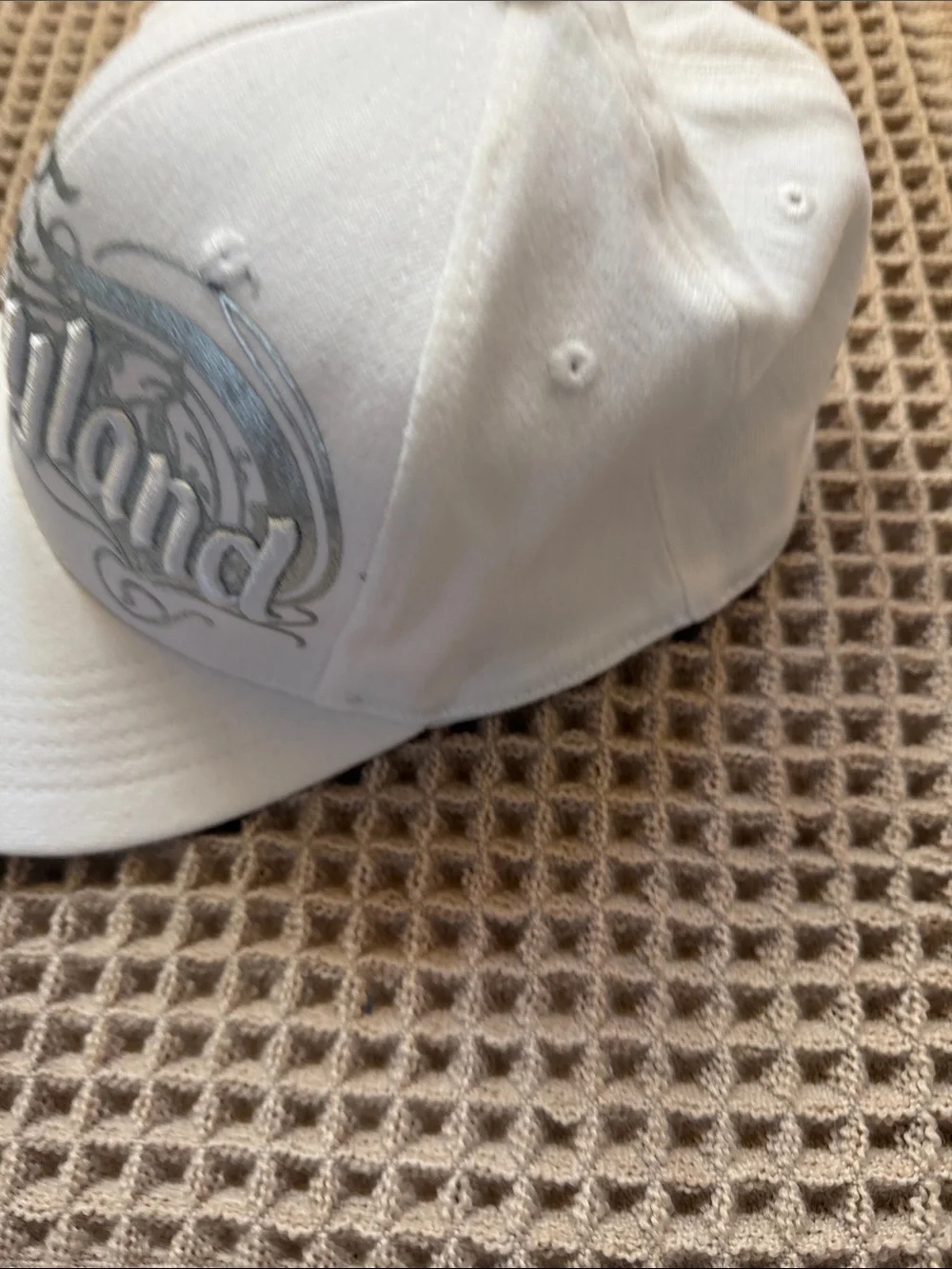 Disney White Silver Embroidered Baseball Hat authentic Disneyland Parks cap